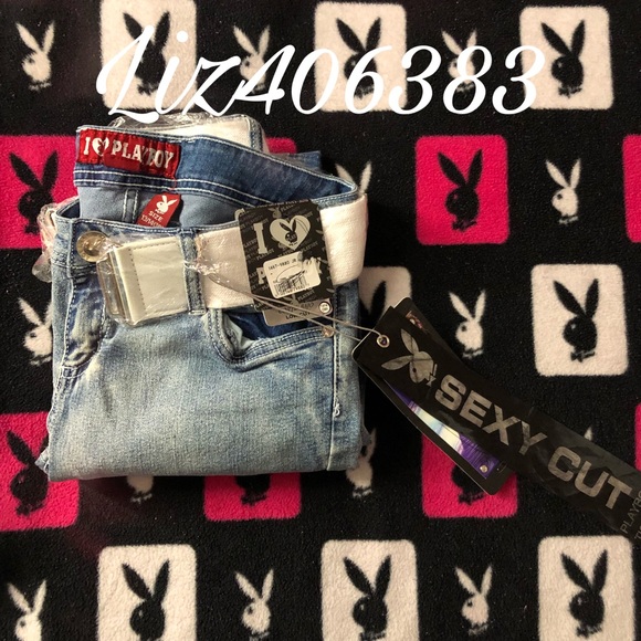 Brand NEW Playboy jeans size 13/14 (30) with brand new white belt,All Products : American Fashion Style Bags On Sale